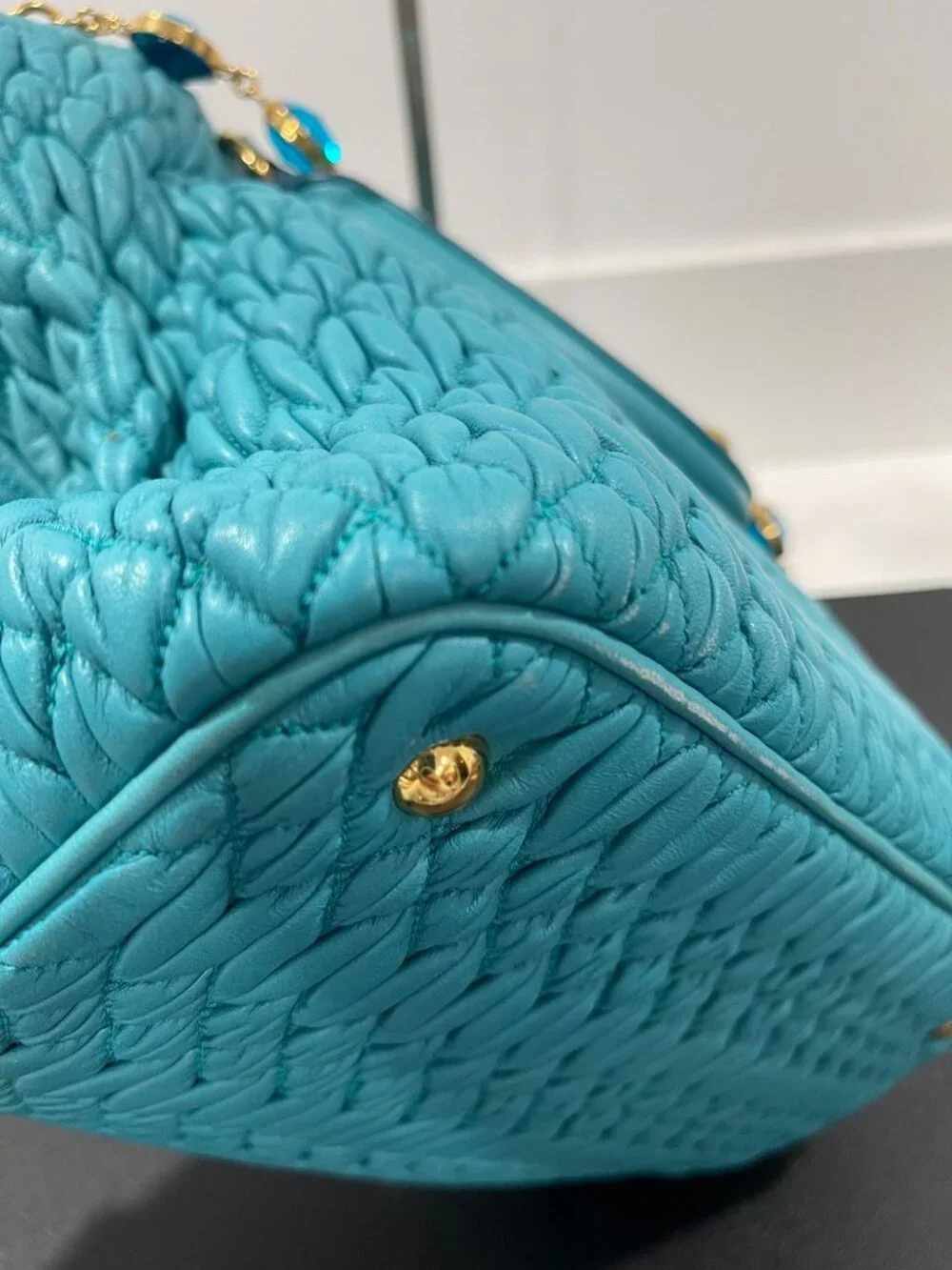 Miu Miu Matelasse Bijoux Leather 2-Way Hand/Shoulder Bag (JB1450)